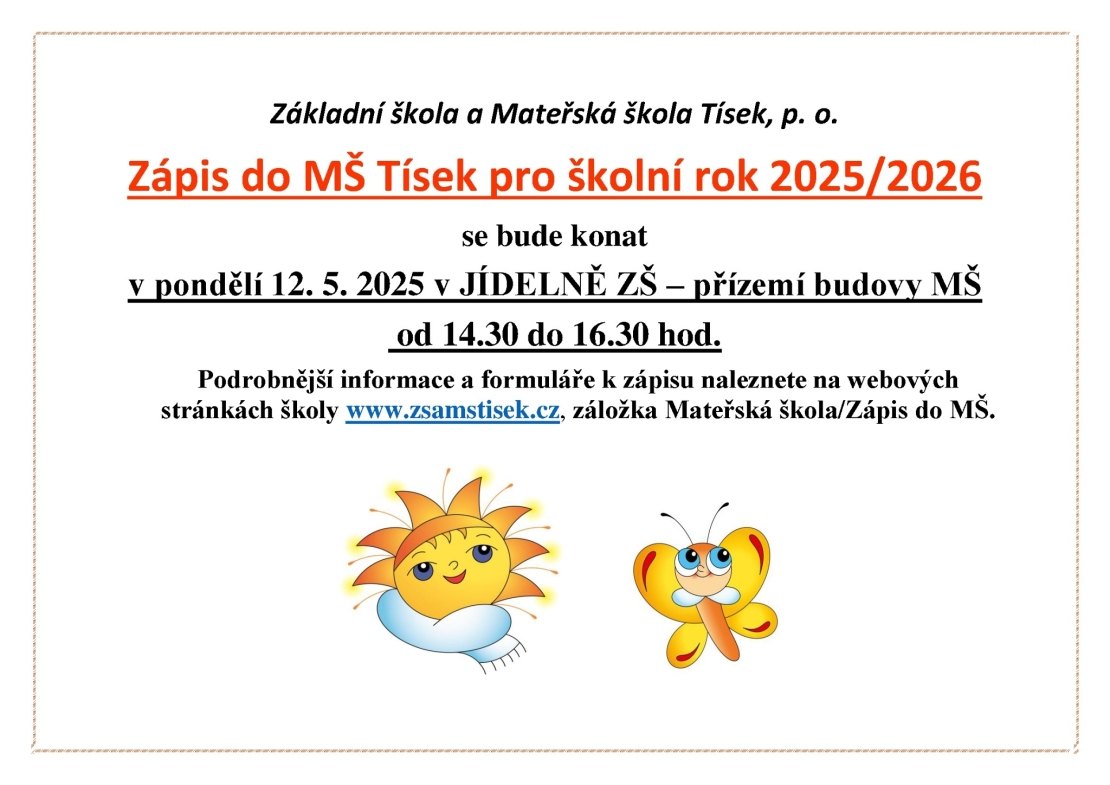 Zápis do MŠ 2025