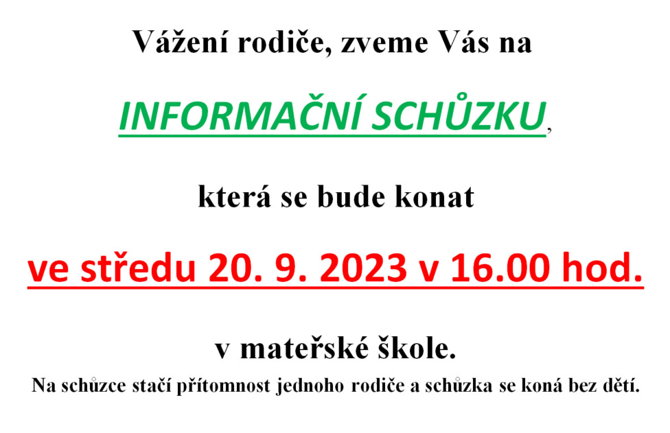 Informační schůzka MŠ