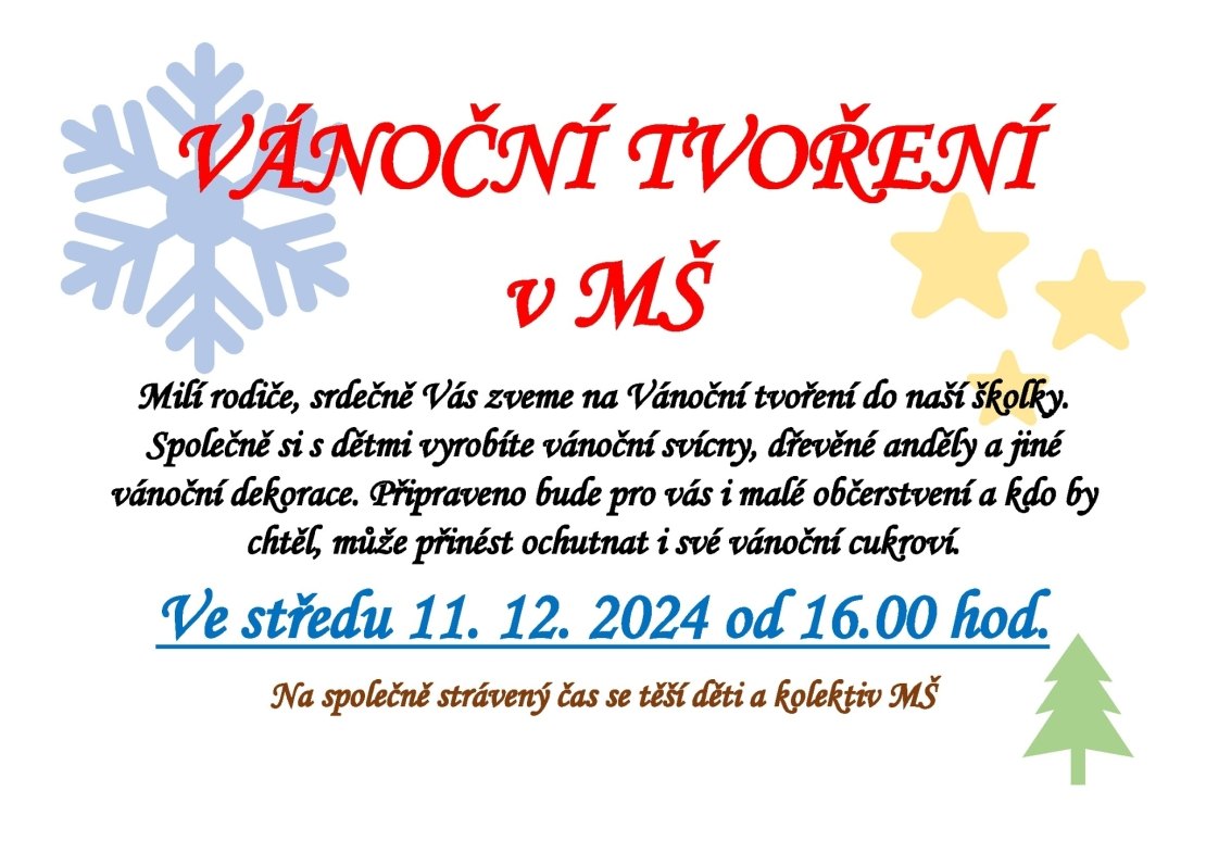 Vánoční tvoření v MŠ