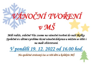 VÁNOČNÍ TVOŘENÍ V MŠ