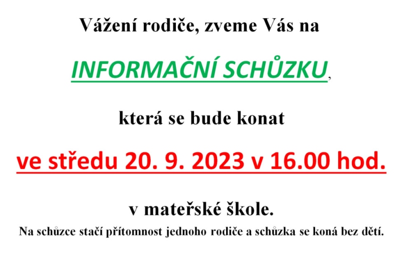 Informační schůzka v MŠ