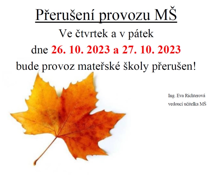 Přerušení provozu MŠ