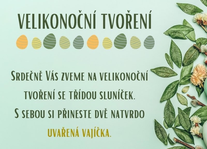 VELIKONOČNÍ TVOŘENÍ U SLUNÍČEK