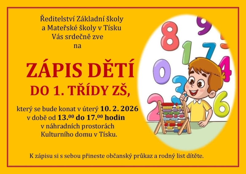 Zápis dětí do 1. třídy ZŠ